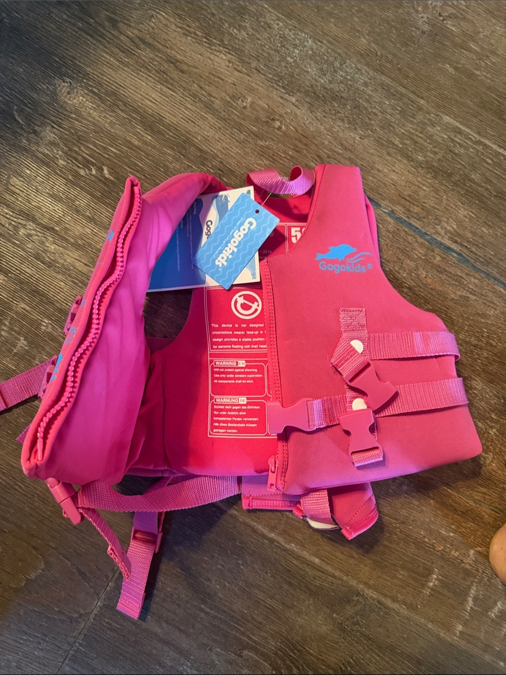 GOGO Kids Pink Swim Vest Bib with Dolphin Logo
